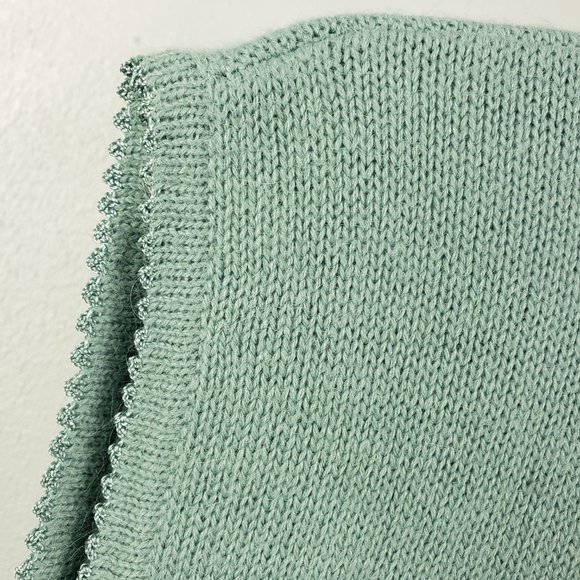 Koret Women's Sea Foam Green Button Floral Embroidered Beaded Knit Sweater Vest - Picture 10 of 12